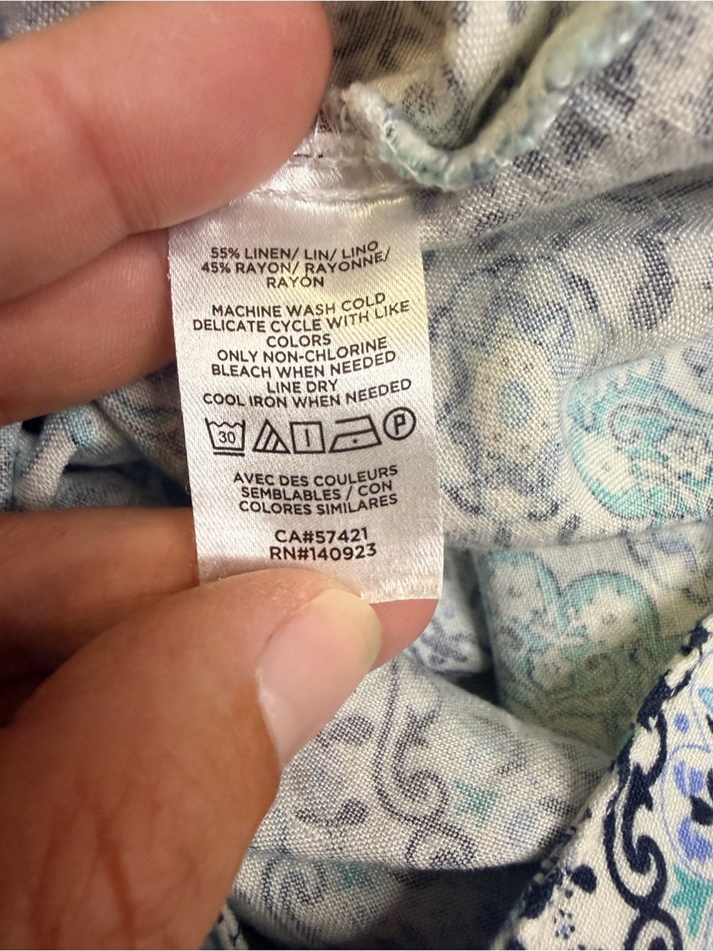 LOFT Teal and Blue Floral Medallion Linen Blend Ruffle Wrap Skirt Women Size 14 - Picture 5 of 7